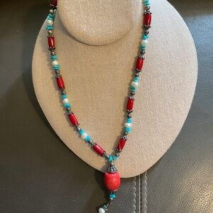 Vintage beaded necklace M 925 Sterling Silver Necklace